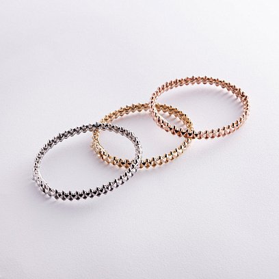 Жесткий браслет "Тереза" в красном золоте б04399 №5