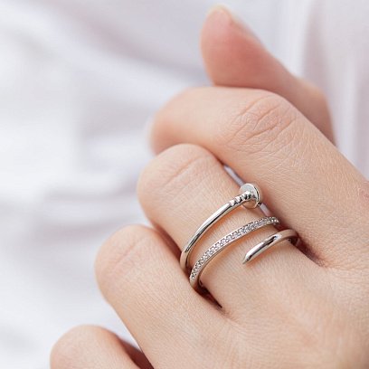 Золотое кольцо "Гвоздь" (фианит) к06739 №2