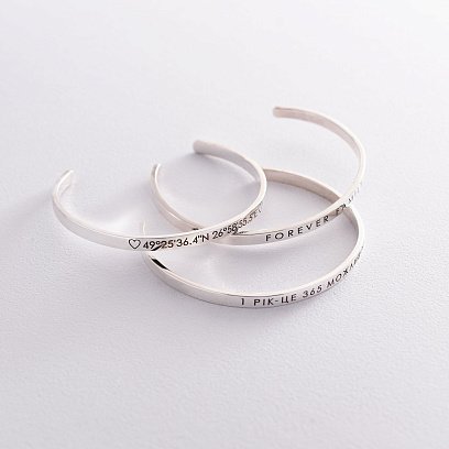 Жорсткий срібний браслет "1 рік - це 365 можливостей" 141479g №6