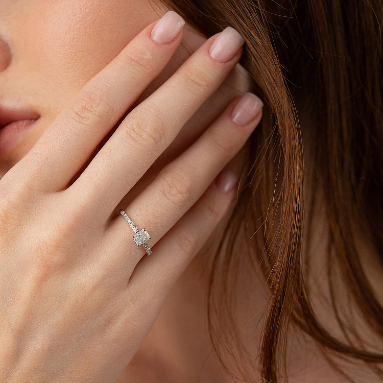 Заручальна каблучка з діамантами (біле золото) 235571121 від ювелірного магазину Онікс - 7