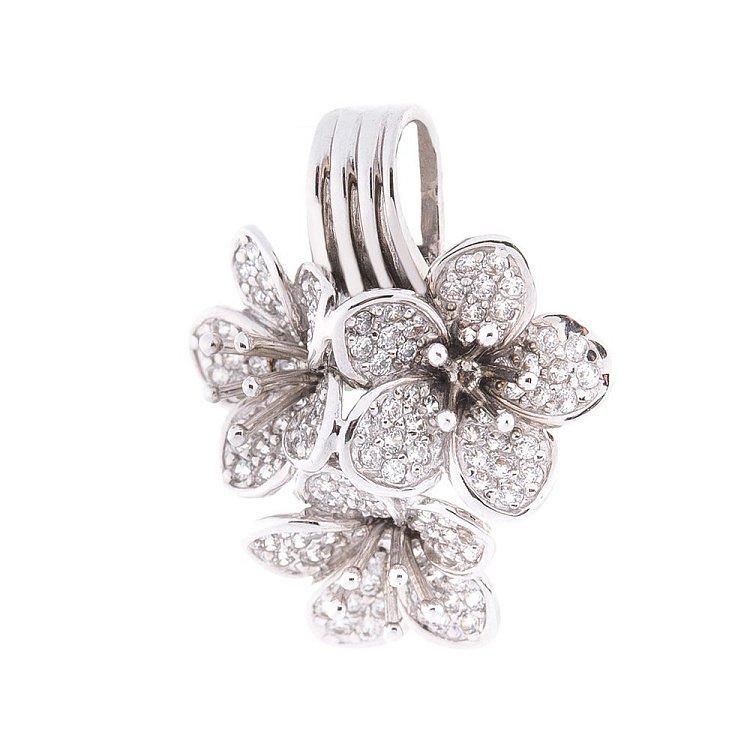 Золотий кулон з квіточками (фіаніт) п01566 від ювелірного магазину Онікс