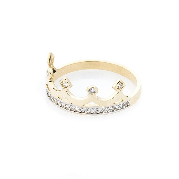 Золотое кольцо "Корона" (фианиты) к05492 от ювелирного магазина Оникс - 1