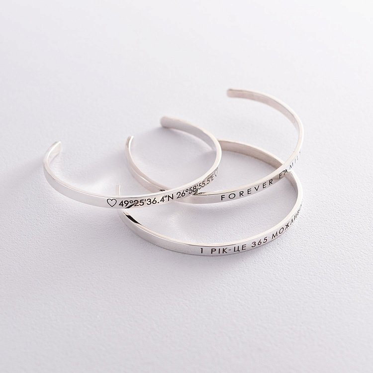 Жорсткий срібний браслет "1 рік - це 365 можливостей" 141479g від ювелірного магазину Онікс - 5