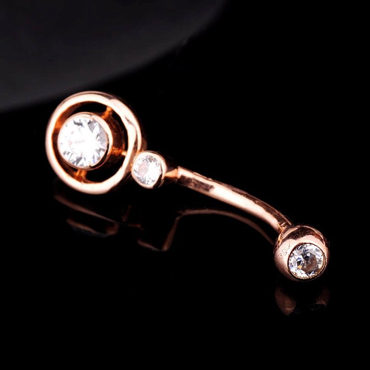 Золотий пірсинг з фіанітами пир00083 від ювелірного магазину Онікс - 1