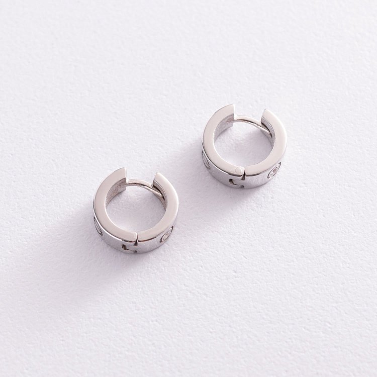 Серьги - кольца "Love" в серебре (фианиты) С1004р от ювелирного магазина Оникс - 3