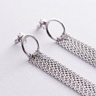 Серебряные серьги - пусеты "Элеонора" с цепочками 902-01200 от ювелирного магазина Оникс - 3