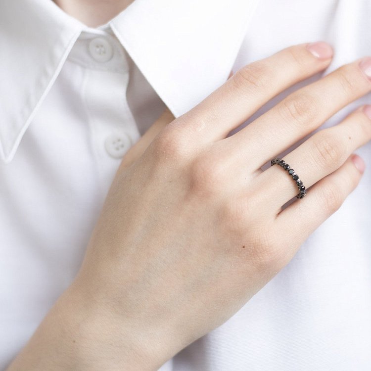 Золотий перстень з діамантами (оксидування) кб0265ar від ювелірного магазину Онікс - 3