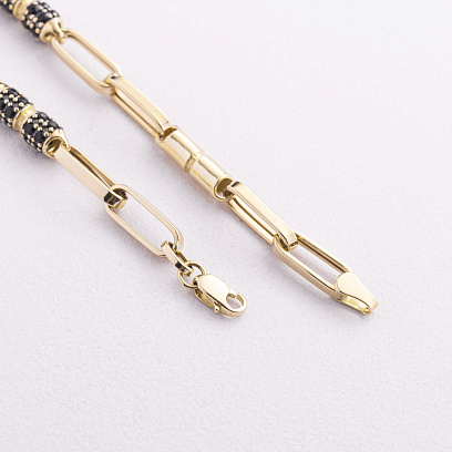 Золотой браслет "Lucile" (черные фианиты) б05832 №3