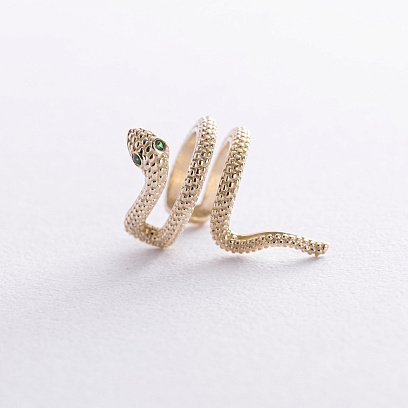 Сережка - каффа "Змія" у жовтому золоті с08667