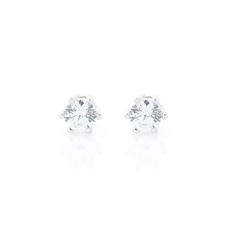 Серебряные серьги-гвоздики с фианитами 122359 от ювелирного магазина Оникс - 1