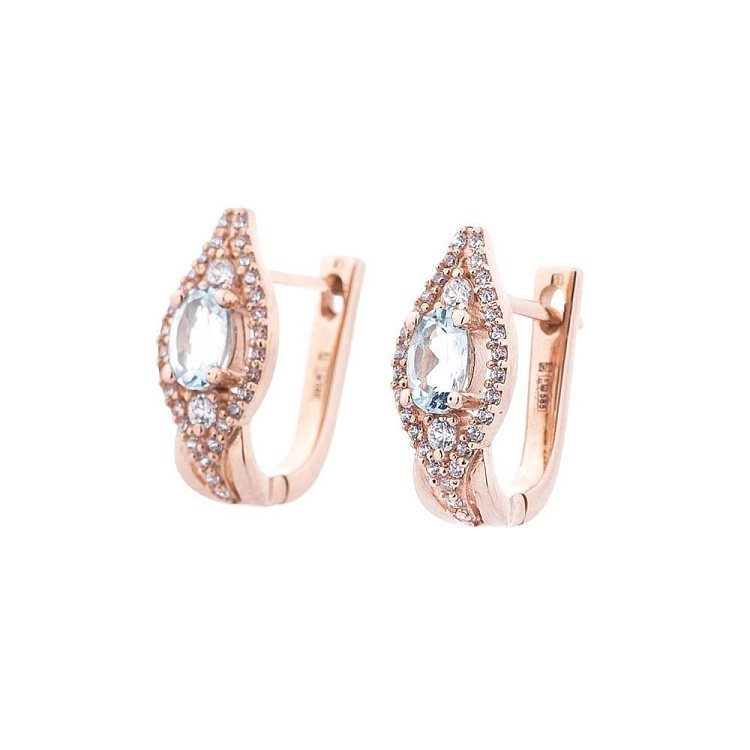 Золотые серьги с топазами и фианитами 14052690 от ювелирного магазина Оникс - 1