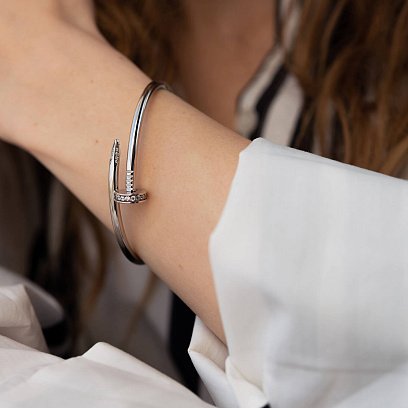 Золотой браслет "Гвоздь" с фианитами б05255 №7