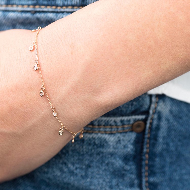 Золотой браслет с фианитами б03401 от ювелирного магазина Оникс - 1