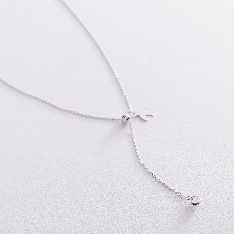 Кольє "Ластівка" в білому золоті (фіаніт) кол01920 від ювелірного магазину Онікс