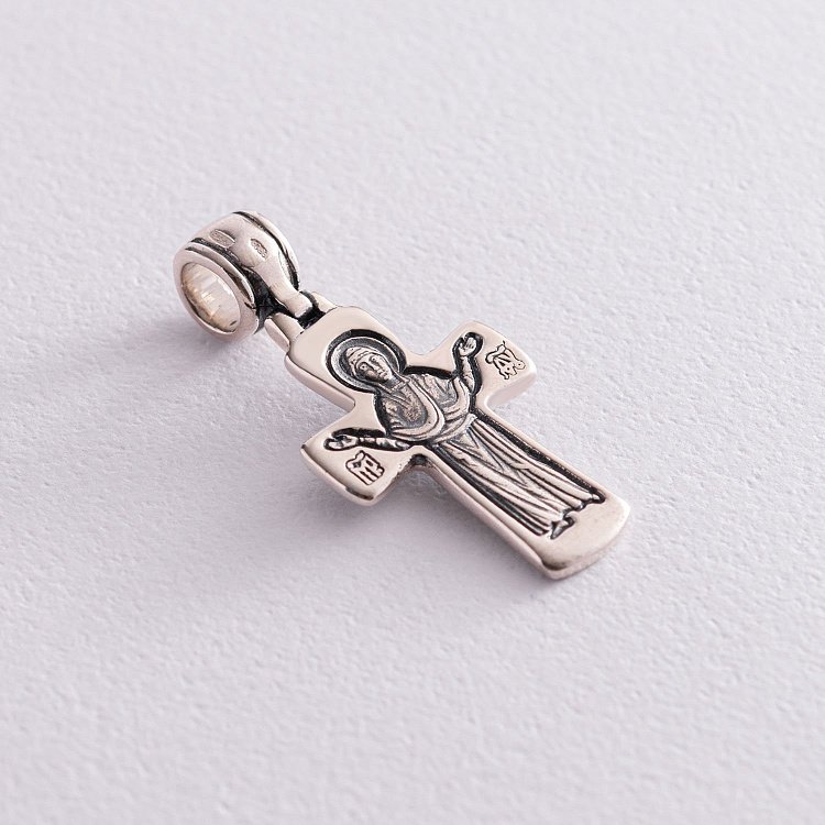 Серебряный крестик "Распятие. Божия Матерь "Оранта" 13443 от ювелирного магазина Оникс - 1