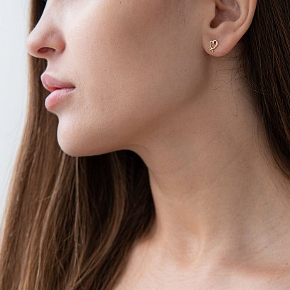 Сережки - клаймбери "Сердечки" в жовтому золоті с07155 №2