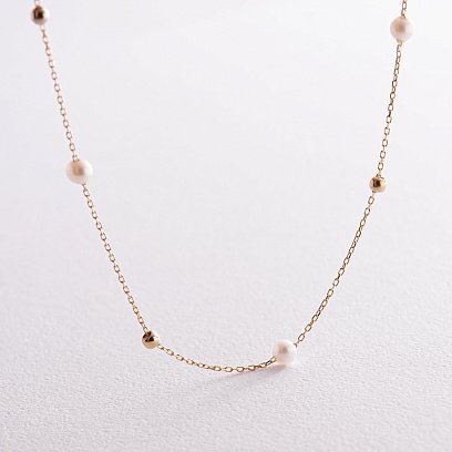 Золоте кольє "Кульки" з перлами кол02031 №11