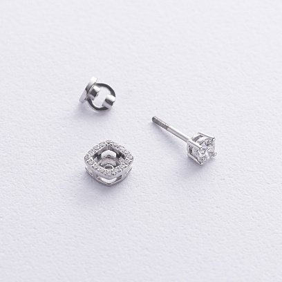 Золотые серьги - пусеты 2 в 1 с бриллиантами 331731121 №3