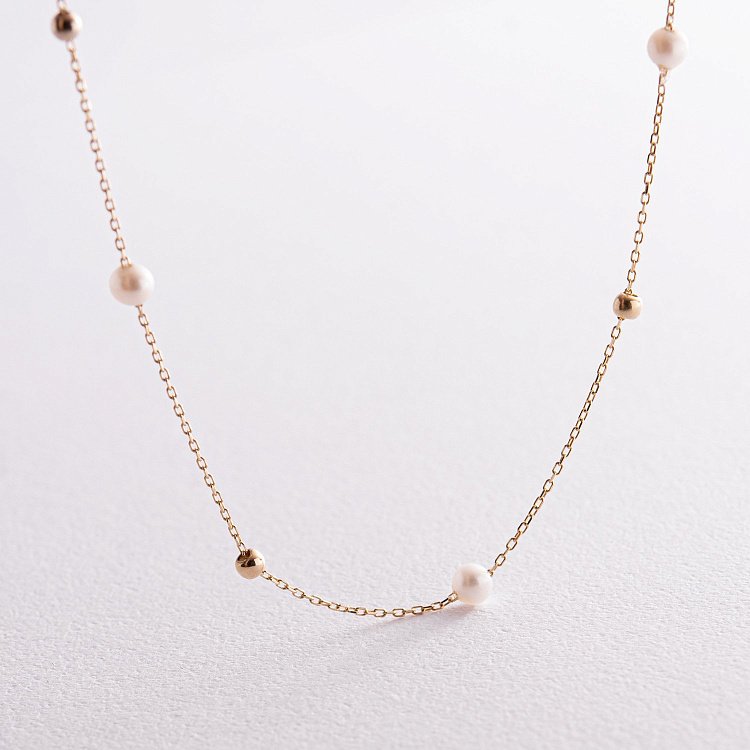 Золоте кольє "Кульки" з перлами кол02031 від ювелірного магазину Онікс - 10