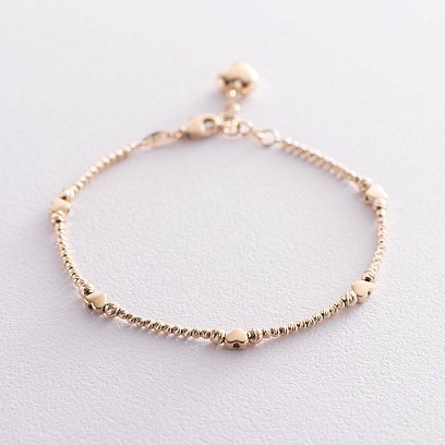 Золотой браслет "Сердечки" б04016 №6