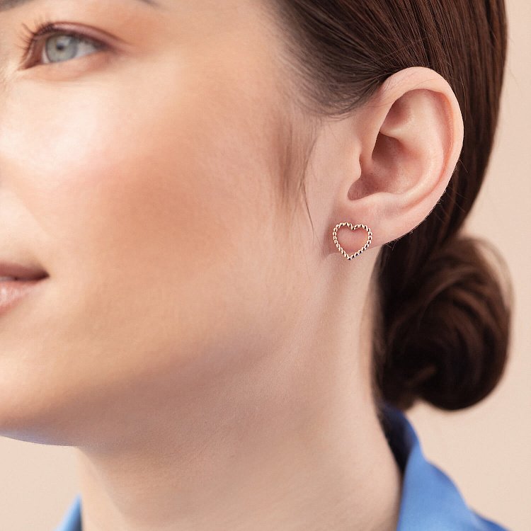 Сережки - пусети "Сердечки" у жовтому золоті с08444 від ювелірного магазину Онікс - 1