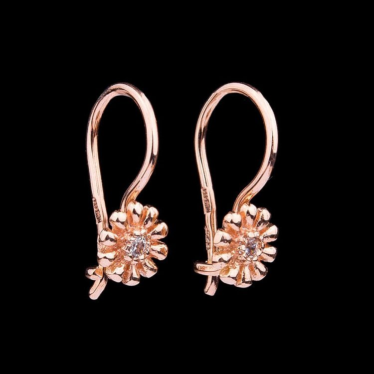 Дитячі золоті сережки "Квіточки" з фіанітами с02865 від ювелірного магазину Онікс - 1
