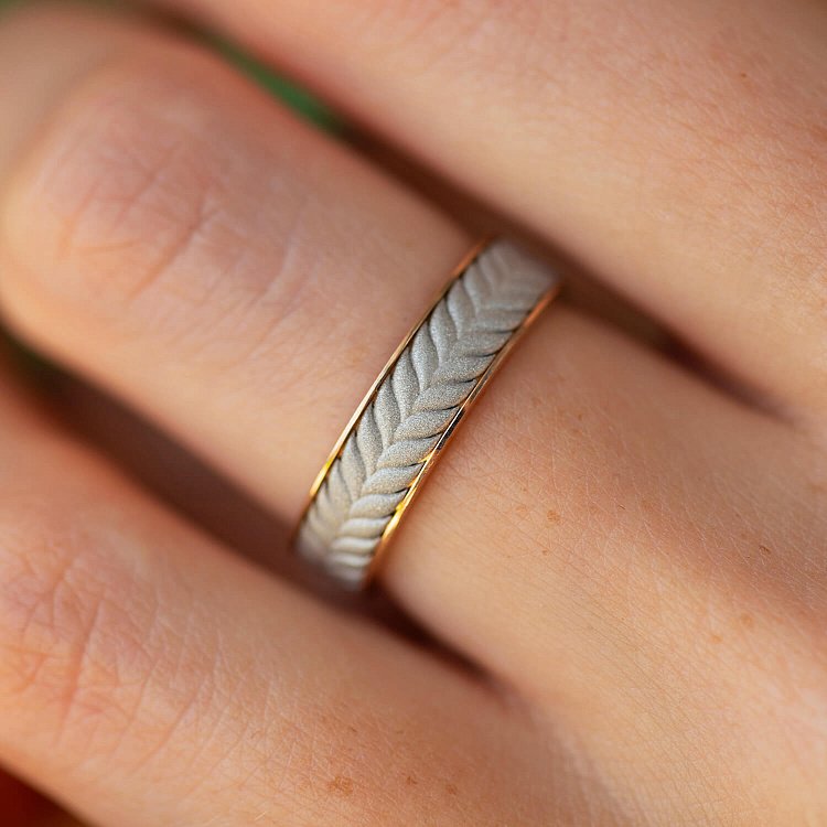 Обручка "Колосок" у червоному та білому золоті 236432400 - 6 Обручка "Колосок" у червоному та білому золоті 236432400 від ювелірного магазину Онікс - 6