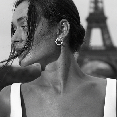 Сережки - пусети "Evelyn" у червоному золоті (фіаніти) с08688 №6