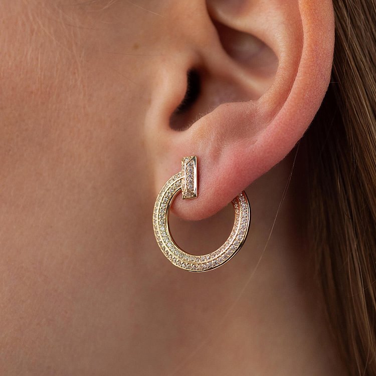 Серьги - пусеты "Evelyn" в желтом золоте (фианиты) с08668 от ювелирного магазина Оникс - 6