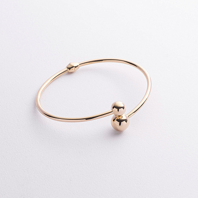 Жорсткий браслет "Кульки" у жовтому золоті б05816 №3