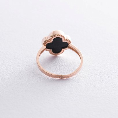 Кольцо "Клевер" в красном золоте (оникс) к06567 №3