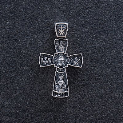 Серебряный православный крест с чернением  
