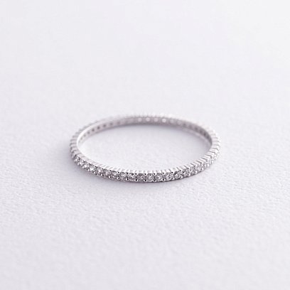 Каблучка з доріжкою діамантів (біле золото) 217771121 №3