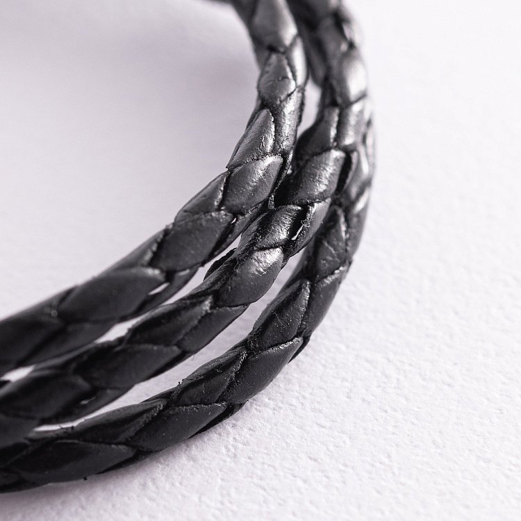 Шкіряний шнурок з гладкою золотою застібкою (3 мм) кол00939 від ювелірного магазину Онікс - 1