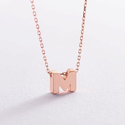 Кольє з буквою "М" в червоному золоті кол01256М