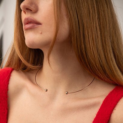 Кольє - чокер "Miley" (червоне золото) з кульками кол02540 №2