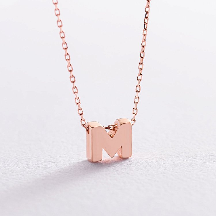 Кольє з буквою "М" в червоному золоті кол01256М від ювелірного магазину Онікс
