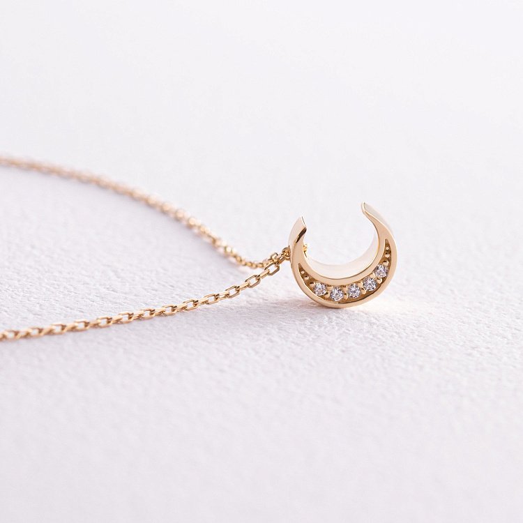 ?Кольє "Місяць" з фіанітами (жовте золото) кол02312 від ювелірного магазину Онікс - 3