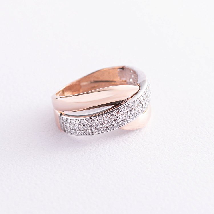 Золотое кольцо с фианитами к04971 от ювелирного магазина Оникс