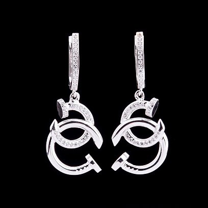 Ексклюзивні золоті сережки з фіанітами с03930 №3