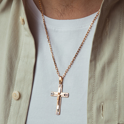 Золотий хрест "Розп'яття. Спаси та Збережи" 250071 №2