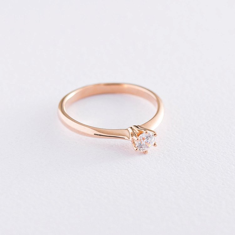 Золотое помолвочное кольцо с фианитом к06241 от ювелирного магазина Оникс - 2