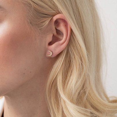 Серьги - пусеты "Луна" в желтом золоте с06948 №8