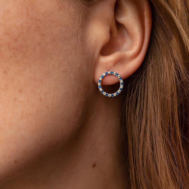 Срібні сережки - пусети з фіанітами 064590 від ювелірного магазину Онікс - 6