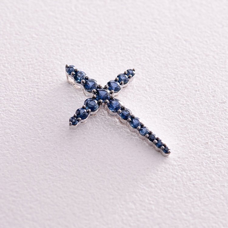 Золотий хрестик з ?сапфірами пб0284nl від ювелірного магазину Онікс