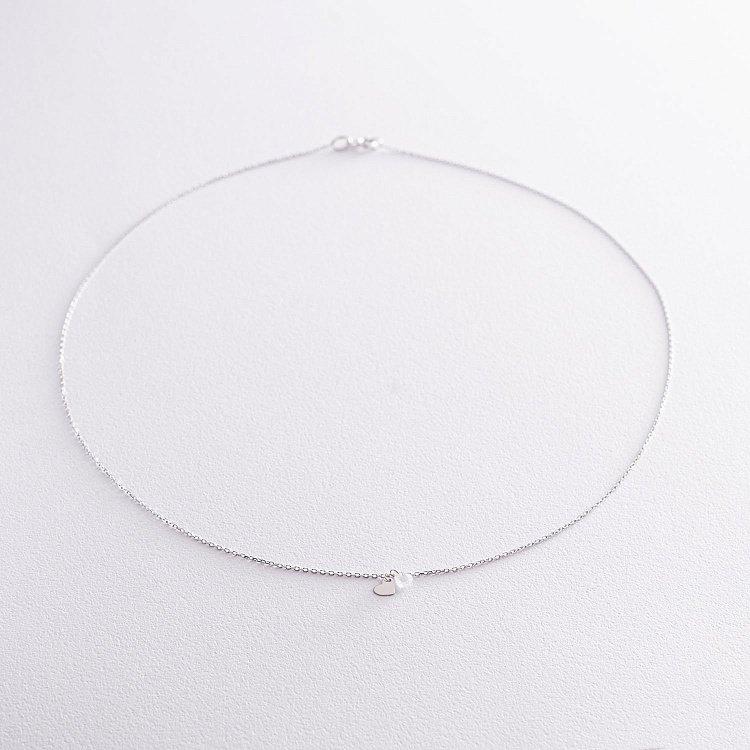 Кольє "Сердечка" в білому золоті (фіаніт) кол01826 від ювелірного магазину Онікс - 2