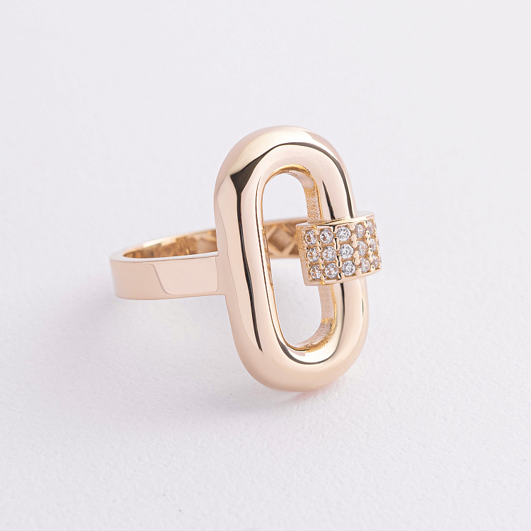 Каблучка "Alice" в жовтому золоті (фіаніти) к08375 від ювелірного магазину Онікс