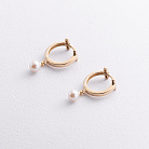 Сережки - кільця "Tina" з перлами (жовте золото) с09630 от ювелирного магазина Оникс - 1