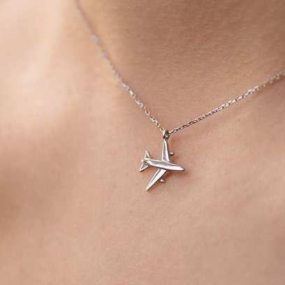 Колье "Самолетик" в белом золоте кол01609 №9