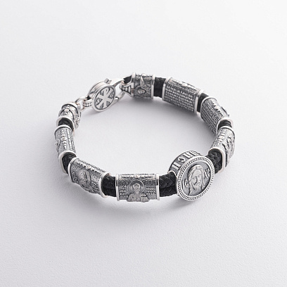 Срібний браслет "Ісус Христос. Спаси та Збережи (укр. мовою)" 1698